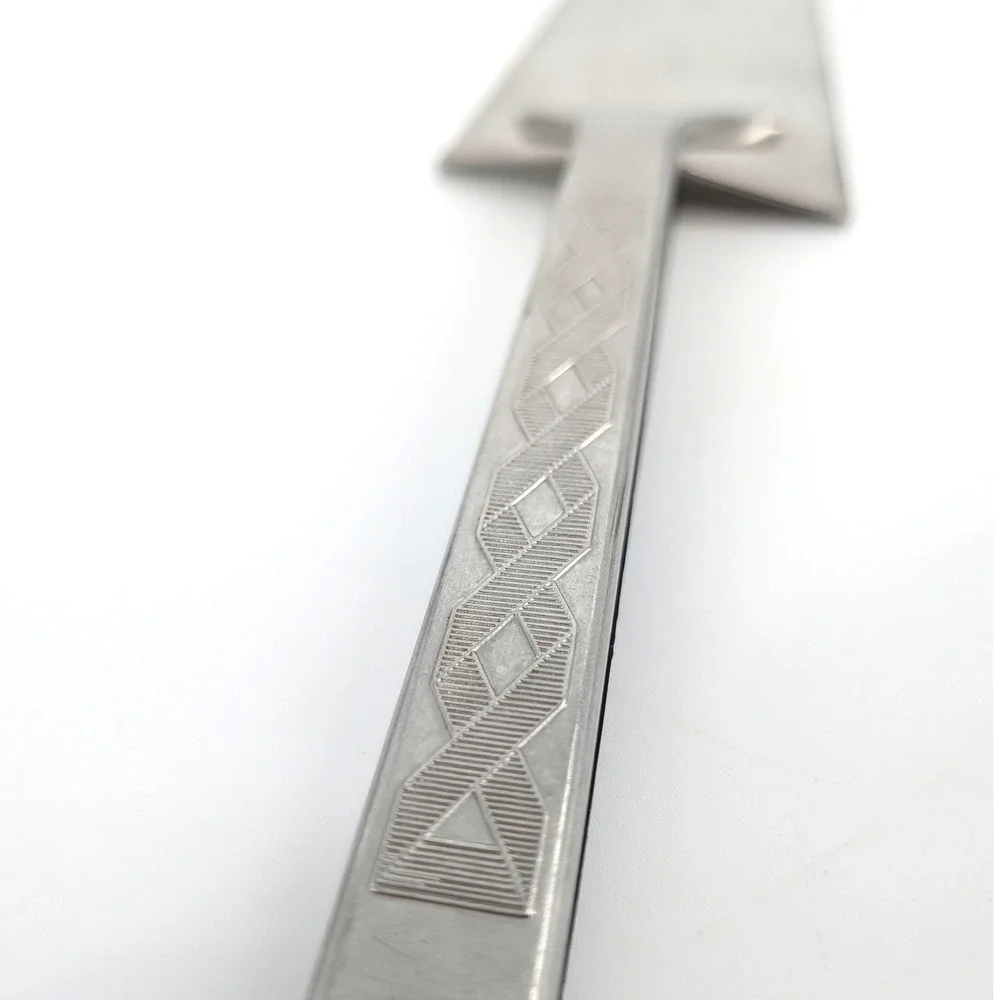 Piazza Effepi Italy Stainless Steel Cake Server Vintage Geometric Etched 10